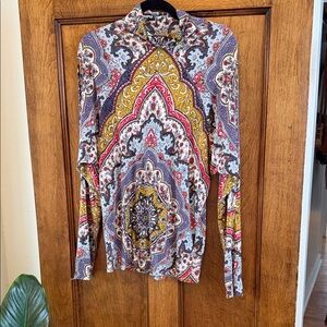 Free People Multicolor Paisley Long Sleeve Top